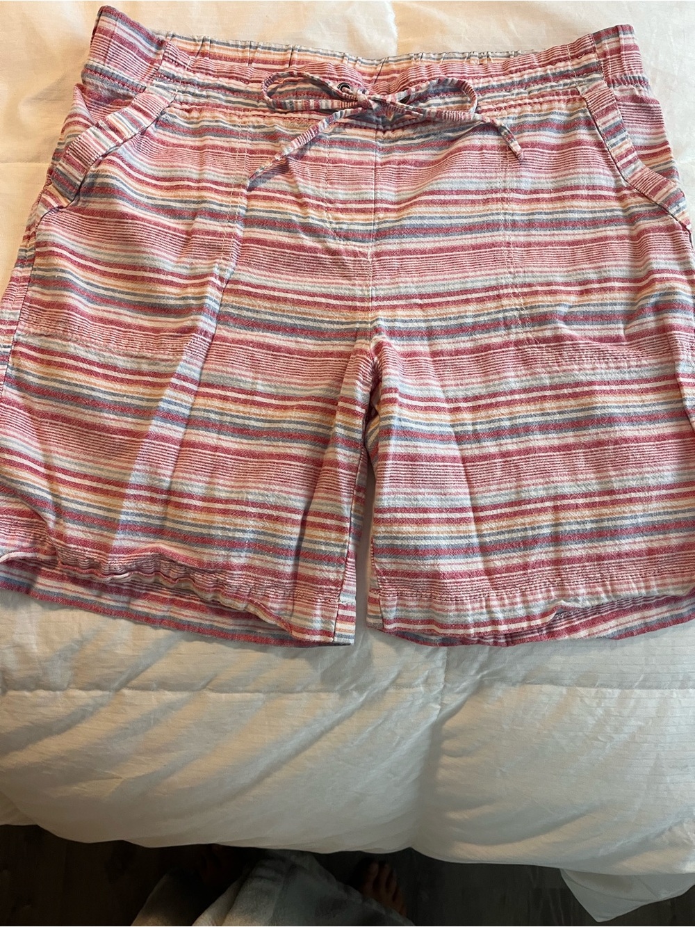 Talbots Pink Striped Drawstring Bermudas